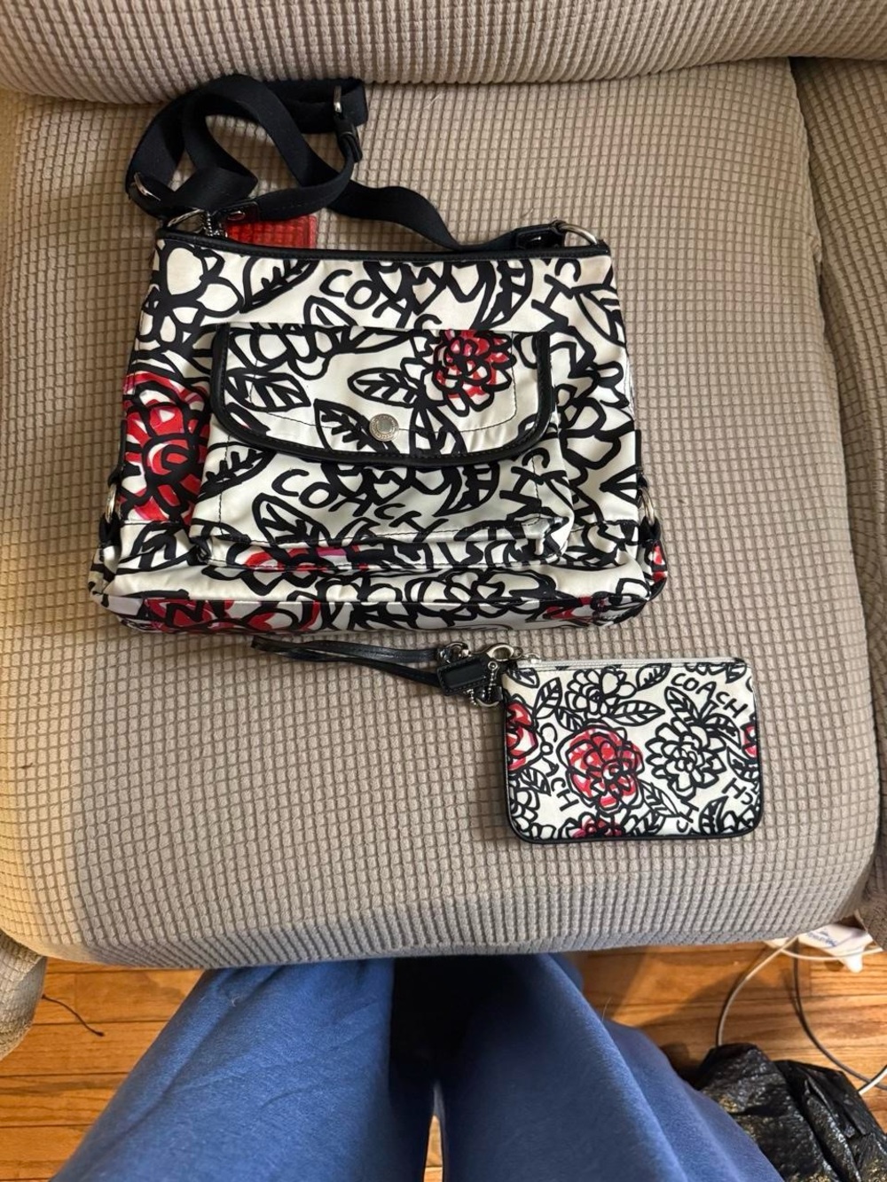 Authentic Coach graffiti poppy Y2K crossbody and matching wristlet coin purse